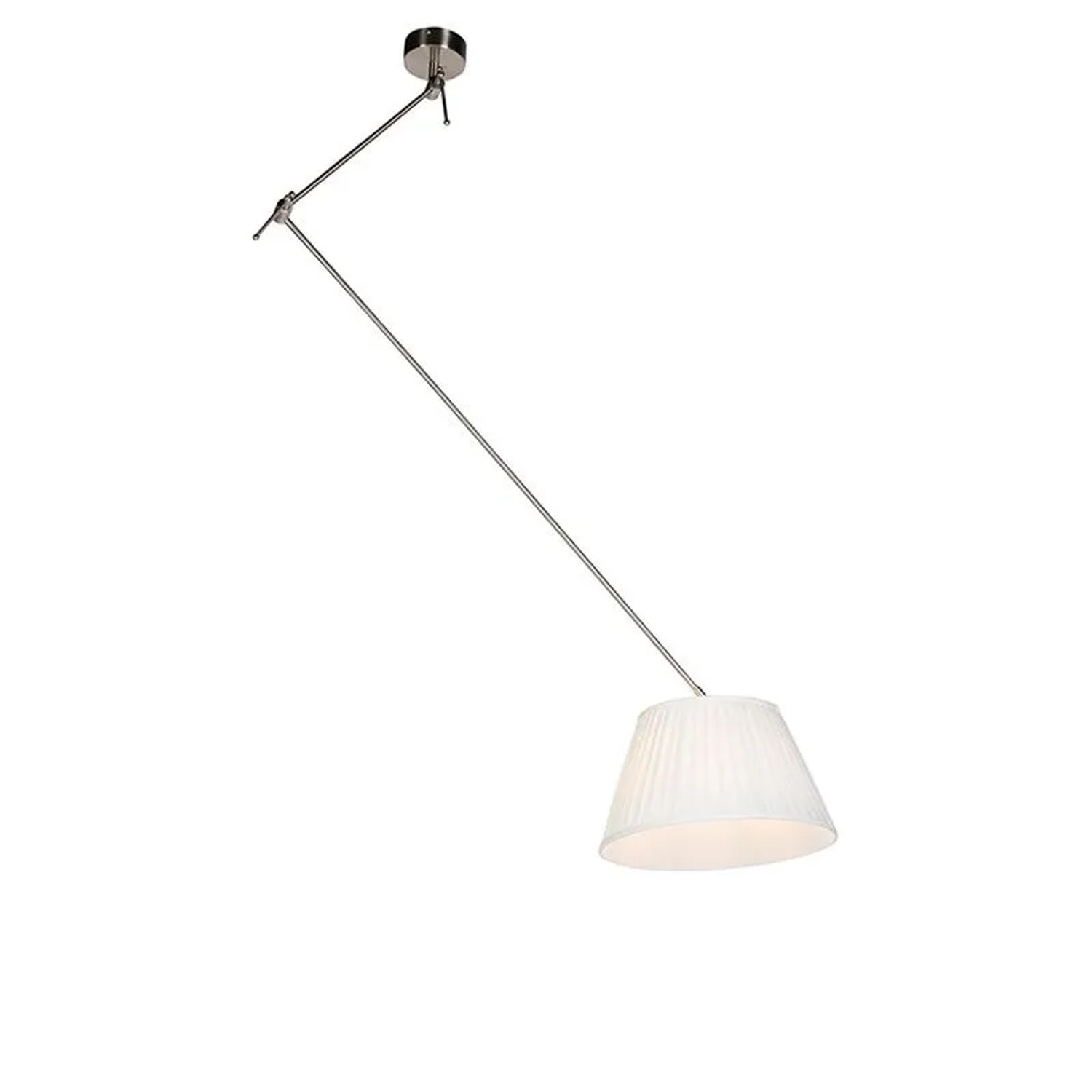 QAZQA Hängelampe mit Plissiertem Schirm Creme 35 cm Blitz I Stahl
