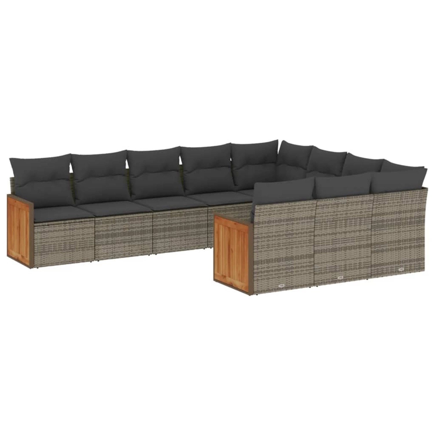 vidaXL 10-Tlg Garten-Sofagarnitur mit Kissen Grau Poly Rattan 3228020 günstig online kaufen