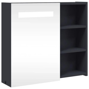 vidaXL Spiegelschrank mit LED-Beleuchtung Grau 60x13x52 cm 357970
