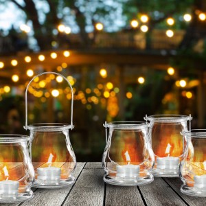 Relaxdays Windlicht Glas Metall Transparent 12er Set 10 cm x 8,5 cm 230 g