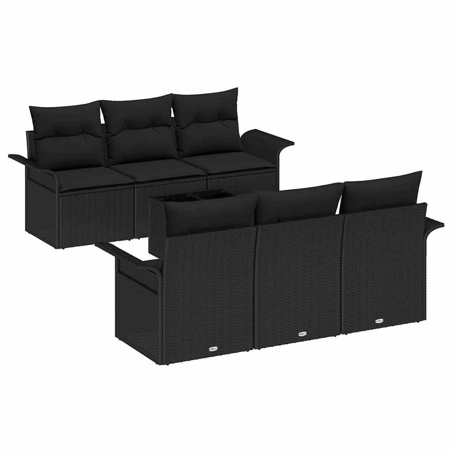 vidaXL Garten-Sofa-Set 7-Tlg Schwarz Poly Rattan 3345253 günstig online kaufen