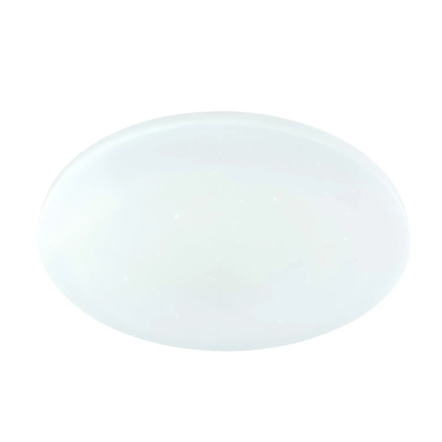 Weiße, runde LED-Deckenleuchte Sajama I von Globo, Ø 54 cm, mit Sparkle Dekor.