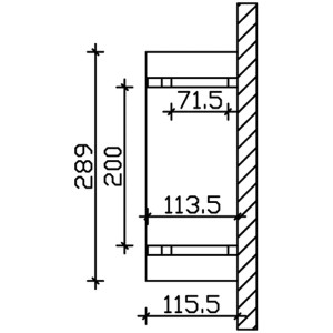 Technische Zeichnung des Skan Holz Haustürvordachs Stralsund 4, Maße: 289 x 116 cm.