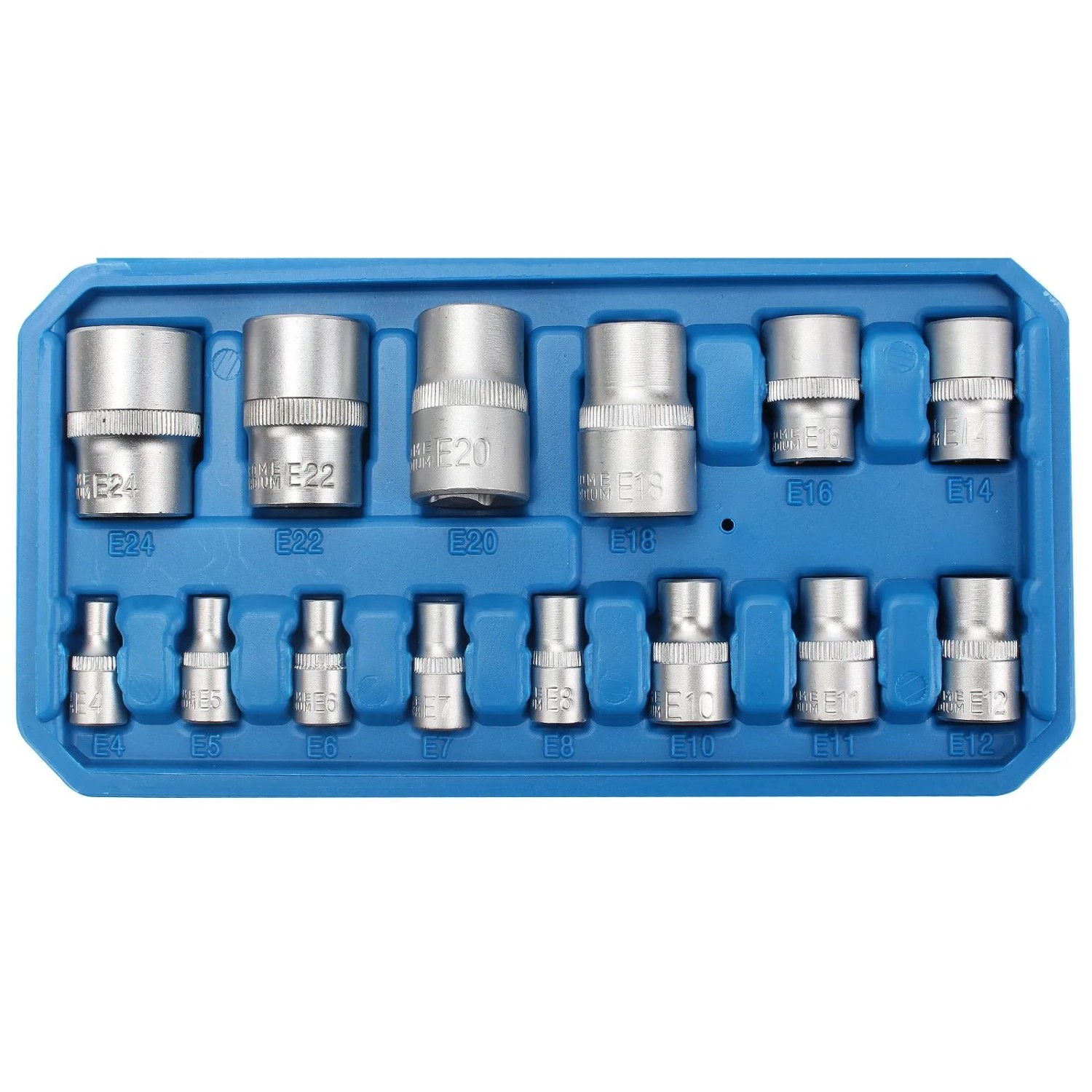 14tlg CCLIFE Torx Nuss Set E4-E24 in blauem Kasten. Chrom-Vanadiumstahl Steckschlüsseleinsätze für 1/4, 3/8, 1/2 Zoll Antrieb.