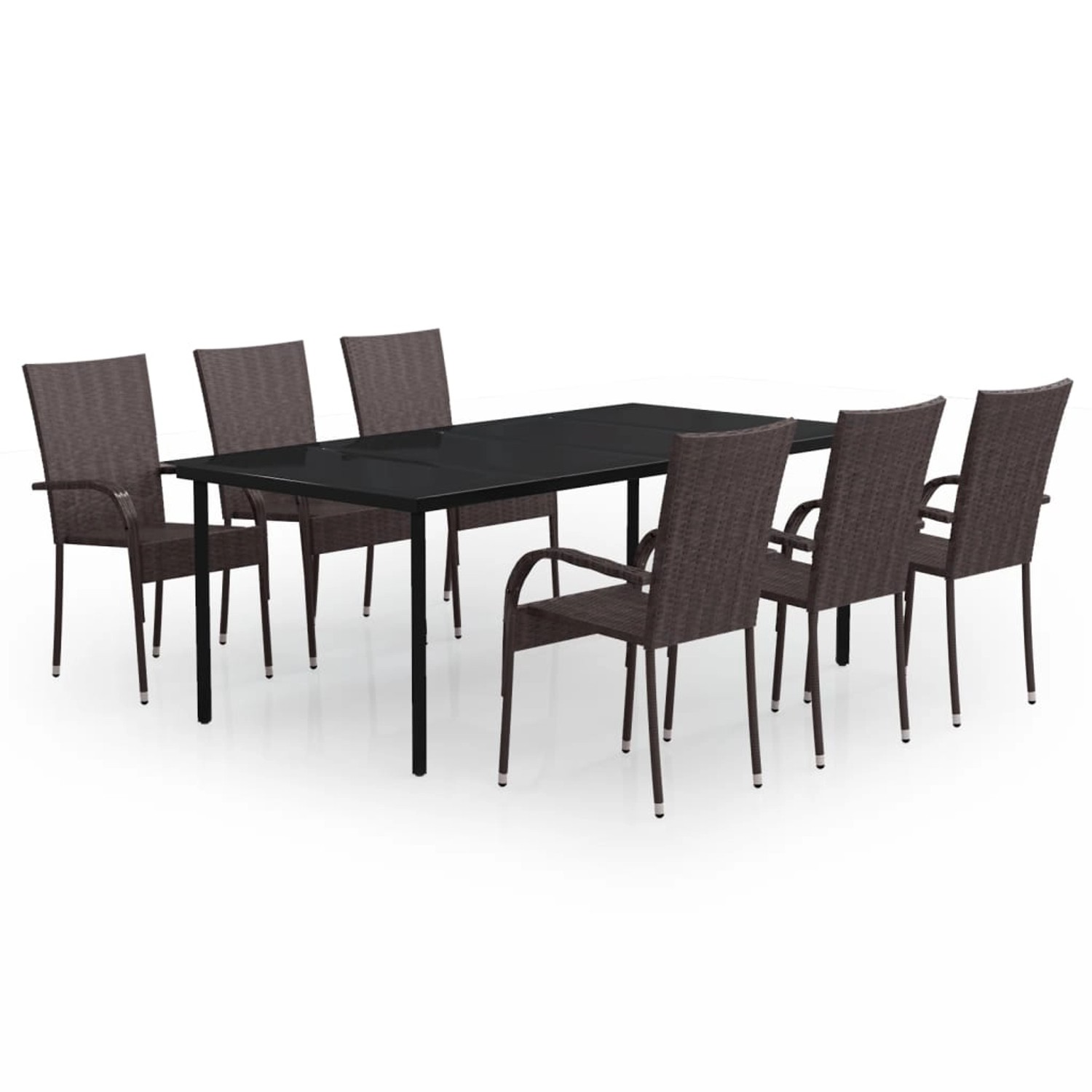 vidaXL 7-Tlg Garten-Essgruppe Braun und Schwarz 3099387