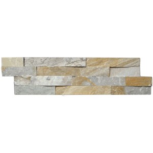 Verblender Quarzit Beige Mix, 15x60 cm, für Wandgestaltung mit Natursteinoptik.