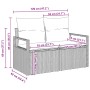 vidaXL Garten-Sofa-Set, 9-teilig, schwarz, Poly Rattan, mit Maßangaben.