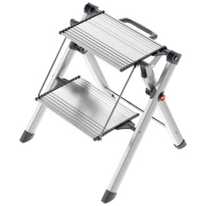 Hailo Klapptritt Mini Comfort mit 2 Stufen, Aluminium, für sicheren Stand im Haushalt.