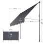 Abbildung der grauen Juskys Klemmmarkise Kapstadt 300x120 cm mit Maßangaben.