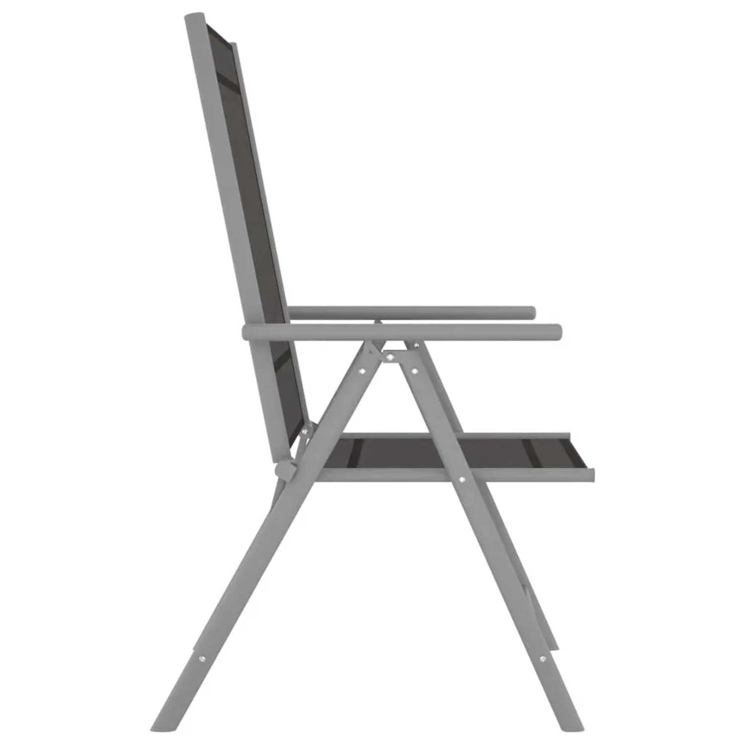vidaXL Bistro-Set, 3-teilig, silbern, Aluminium/Textilene, Gartenmöbel: Stuhl im Profil.