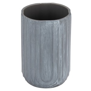 Heller, grauer Wenko Zahnputzbecher Iseo aus Keramik mit strukturierter Oberfläche.