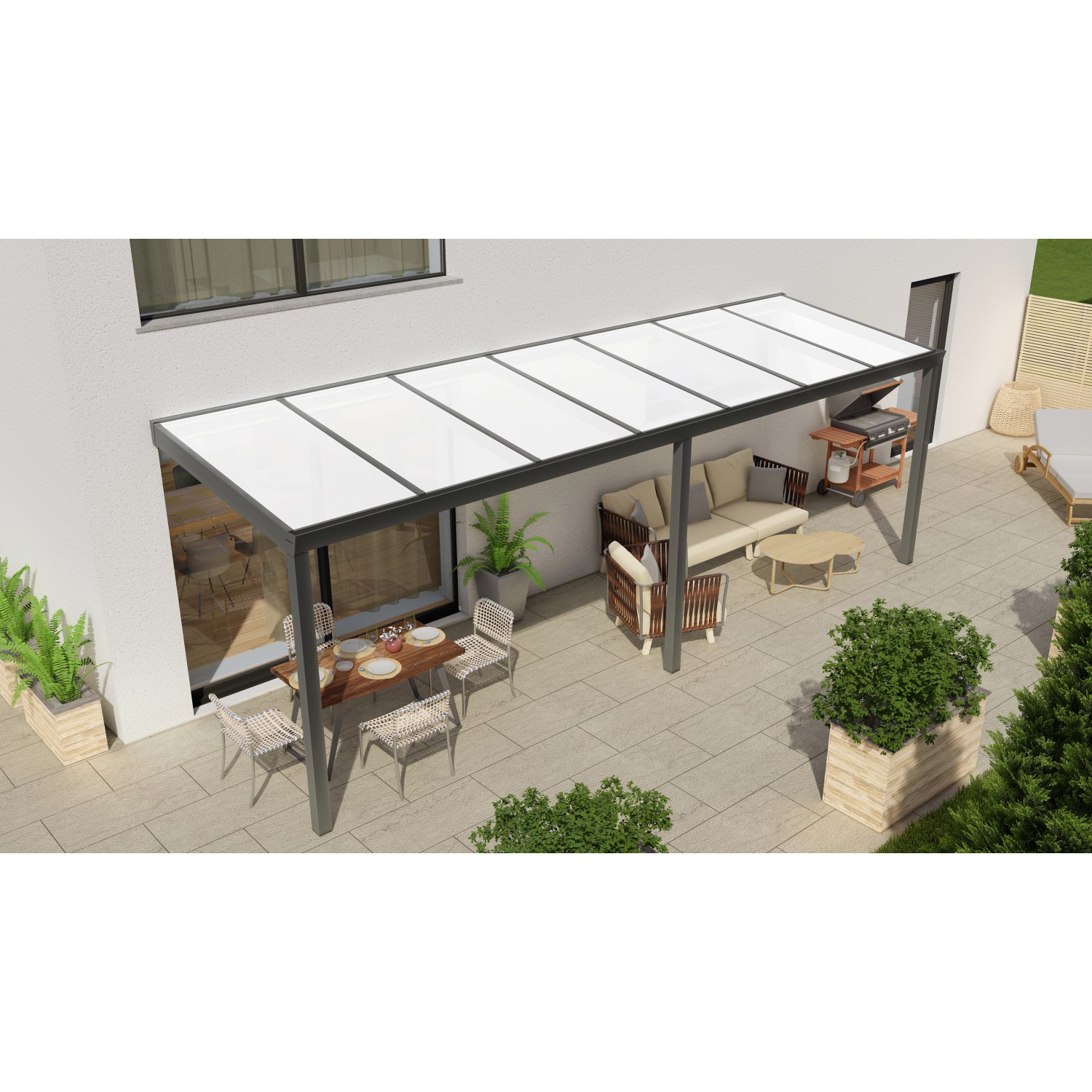 Terrassenüberdachung Professional 700 cm x 350 cm Anthrazit Struktur PC Opa günstig online kaufen