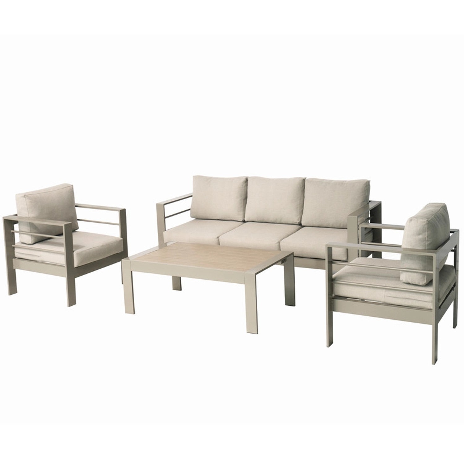 MeXo Gartenmöbel Set aus Aluminium Loungeset für 5 Personen Beige günstig online kaufen