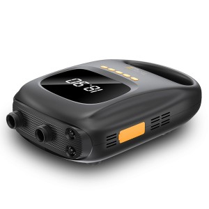 Technaxx SUP-Akku-Luftpumpe TX-266, schwarz, mit digitaler Anzeige und Powerbank-Funktion.