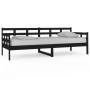 Schwarzes Kiefer Massivholz Tagesbett 80x200 cm, ideal als Bett oder Sofa.