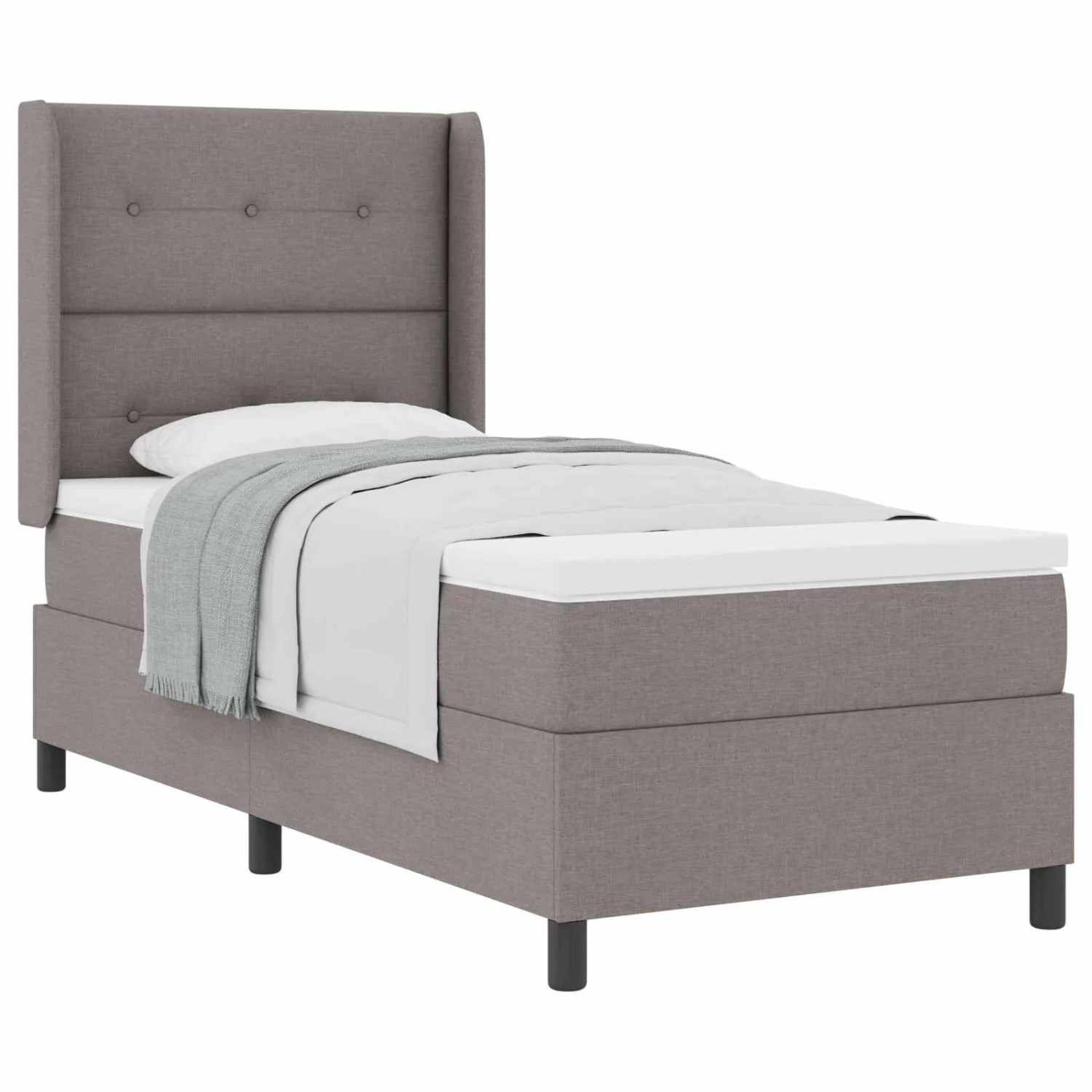 vidaXL Boxspringbett mit Matratze mit Kopfteil Taupe 190 x 90 cm Stoff 3341620