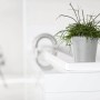 Ecopots Amsterdam Mini Pflanztopf, weißgrau, 10,5 cm, mit grüner Pflanze, für Innenbereich.