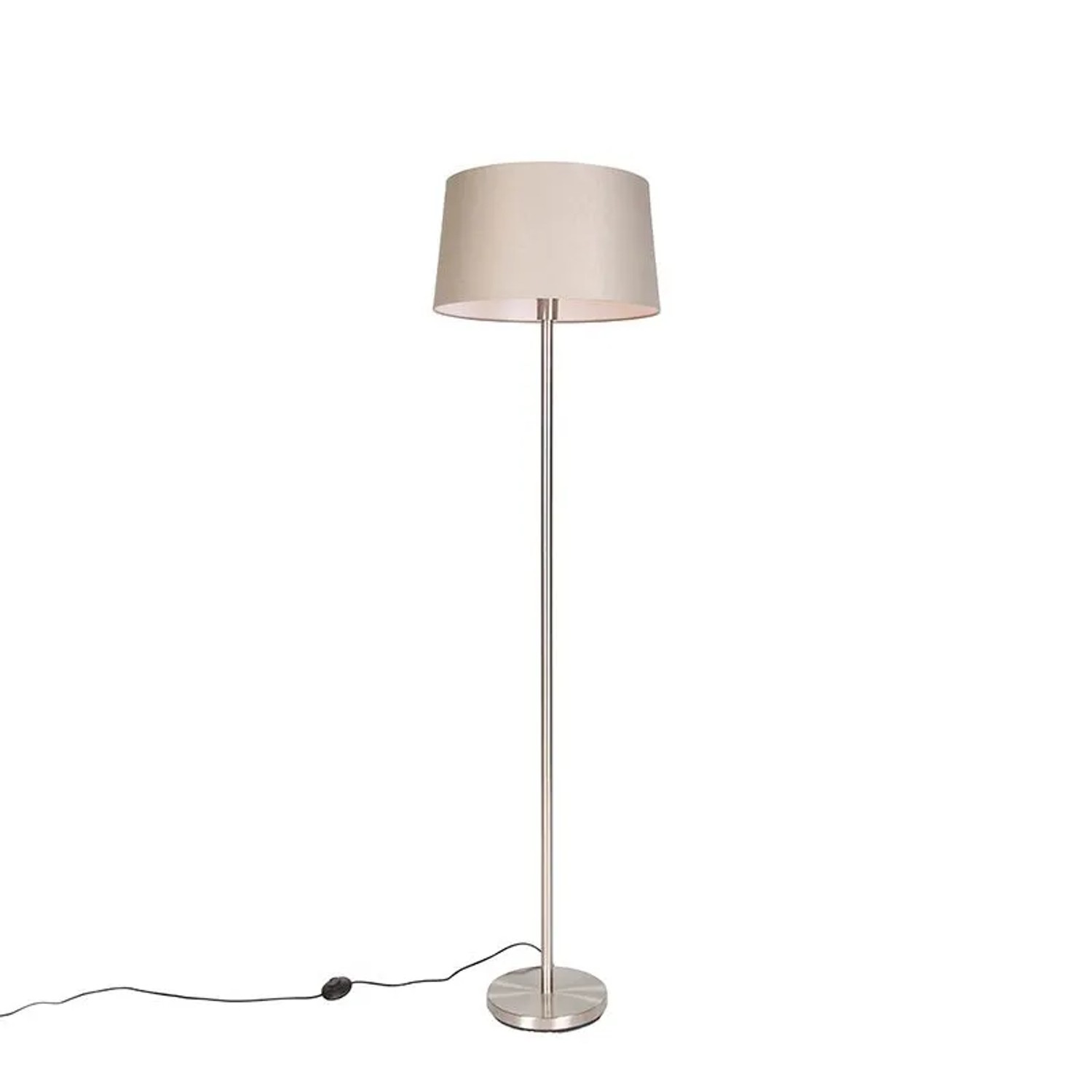 QAZQA Moderne Stehlampe Stahl mit Taupefarbenem Schirm 45 cm Simplo