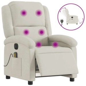 vidaXL Massagesessel Elektrisch Creme Samt 3204298