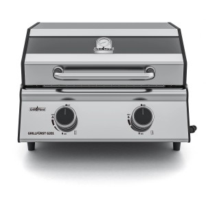 Grillfürst G201E Gasgrill mit 2 Brennern aus Edelstahl, ideal für Camping und unterwegs.