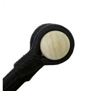 Gardinia Raffhalter Kordel Schwarz mit Holzknopf für Gardinen und Vorhänge.