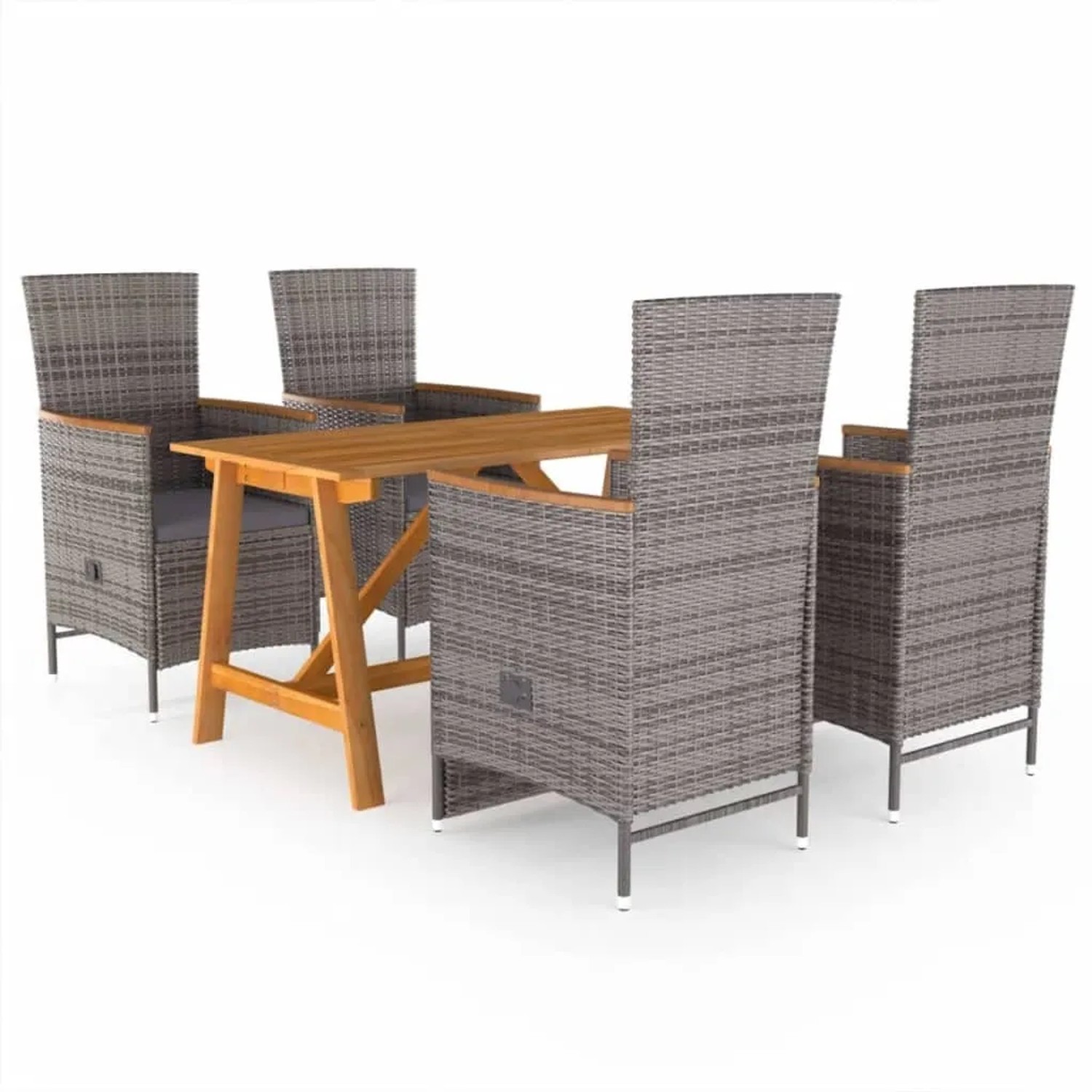 vidaXL 5-Tlg Garten-Essgruppe Grau 3068761