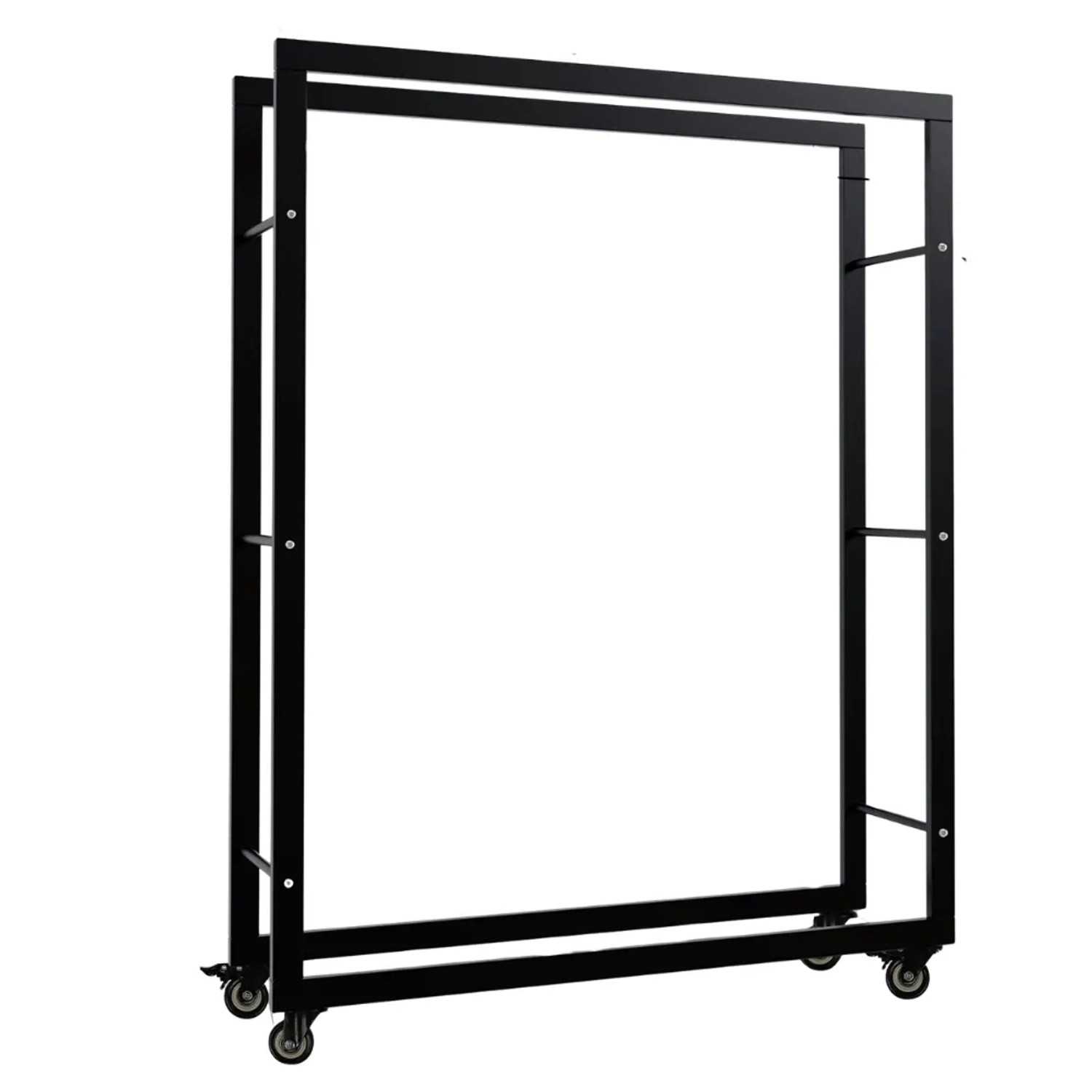 DELUKE Kaminholzregal Innen Metall SATLO Mit Rollen Brennholzregal Innen Kaminholzständer Feuerholzregal Schwarz 25x100x...