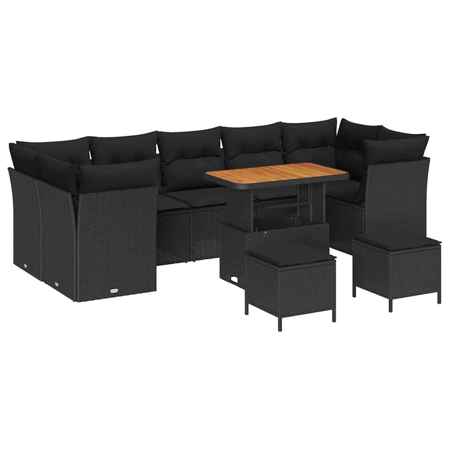vidaXL Garten-Sofa-Set Höhenverstellbar 10-Tlg Schwarz Poly Rattan 3361469 günstig online kaufen