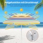 COSTWAY Sonnenschirm Strand mit bunten Streifen und Knickfunktion für optimalen Sonnenschutz.