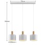 Moderne, weiße Lindby Pendelleuchte Kadir, 3-flammig, aus Metall und Holz für Wohnzimmer.