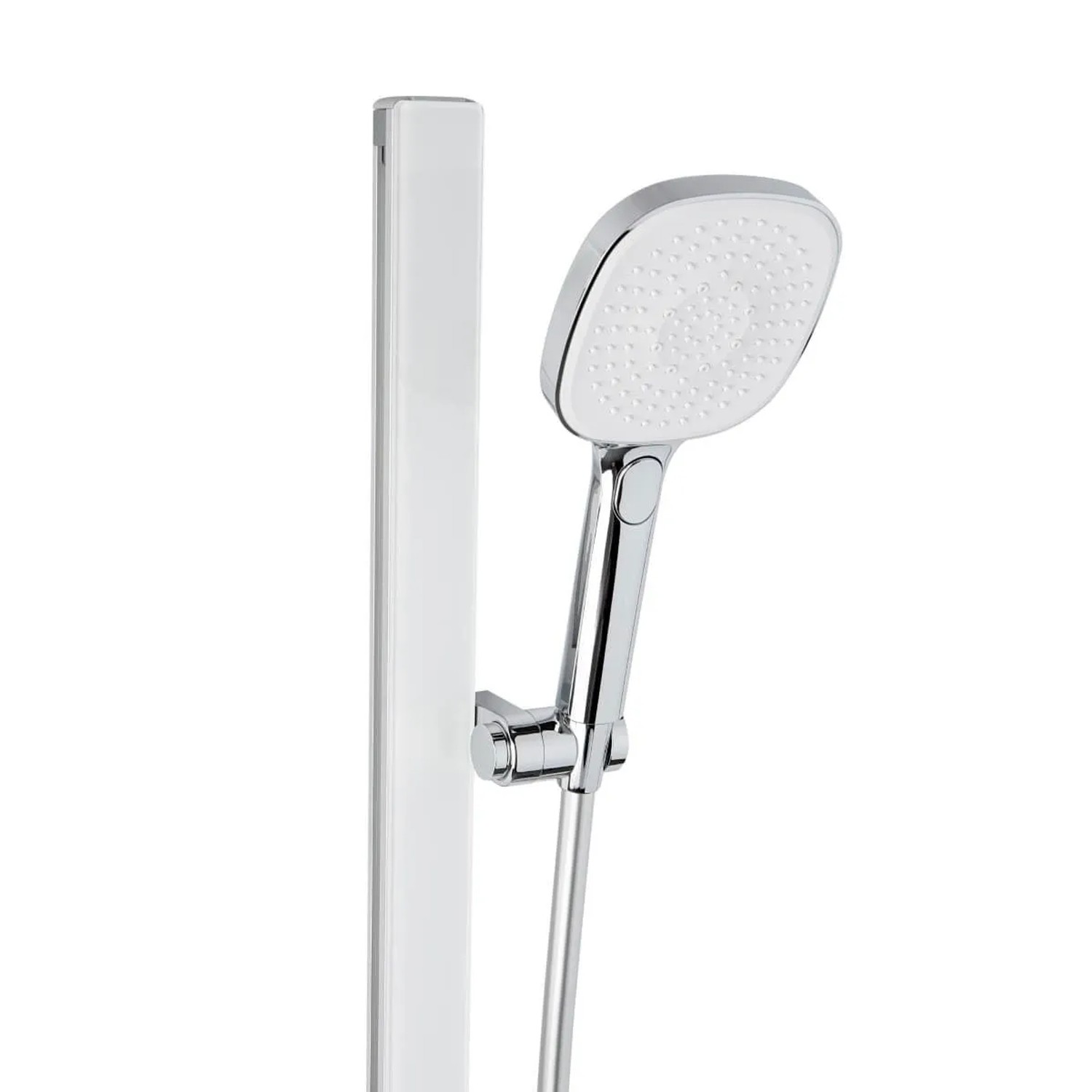 Swiss Aqua Technologies Duschset Duschstange mit Handbrause und Praktischer Ablage Weiß und Chrom_4