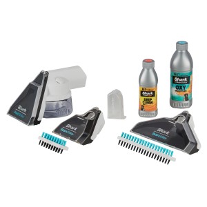 Shark StainStriker PX200EUT Fleckenreiniger mit Zubehör und Reinigungsflüssigkeiten.