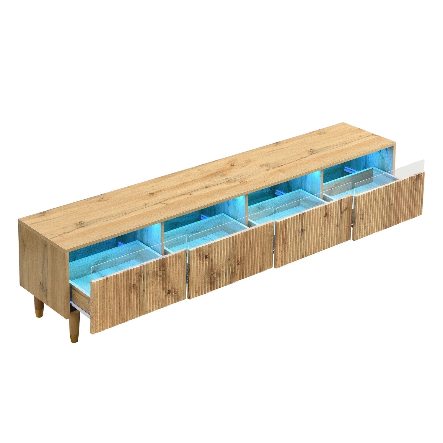 ModernLuxe TV Lowboard mit 4 Schubladen MDF Natur