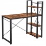 Rebiko Industrie Schreibtisch aus schwarzem Metall und rustikaler Holzplatte mit integriertem Regal, 3 Ablagen.