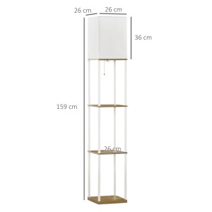HOMCOM Stehlampe mit 3 Fächern E27 Sockel 40 W Weiß exkl. Glühbirne
