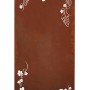 Rostfarbene Sichtschutzwand „Weinranken“ von Ferrum Art mit filigranem Rankenmuster.