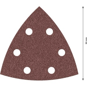 Bosch Delta-Schleifblatt F460, Körnung 40, für Holz & Lack. Braun, dreieckig, 6 Löcher, 93mm.
