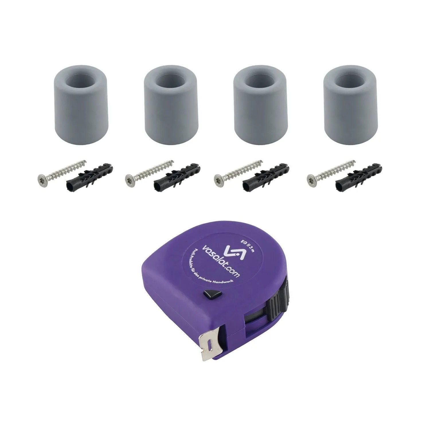 vasalat Set Gummistopper Boden & Wand zum Schrauben Ø 30 mm H 30 mm Grau