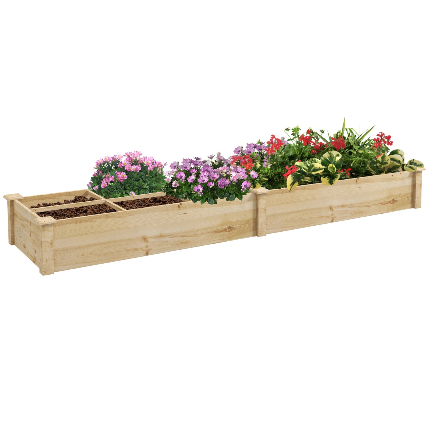 Outsunny Garten-Bett Tannenholz Naturholz 237L x 60B x 25H cm günstig online kaufen