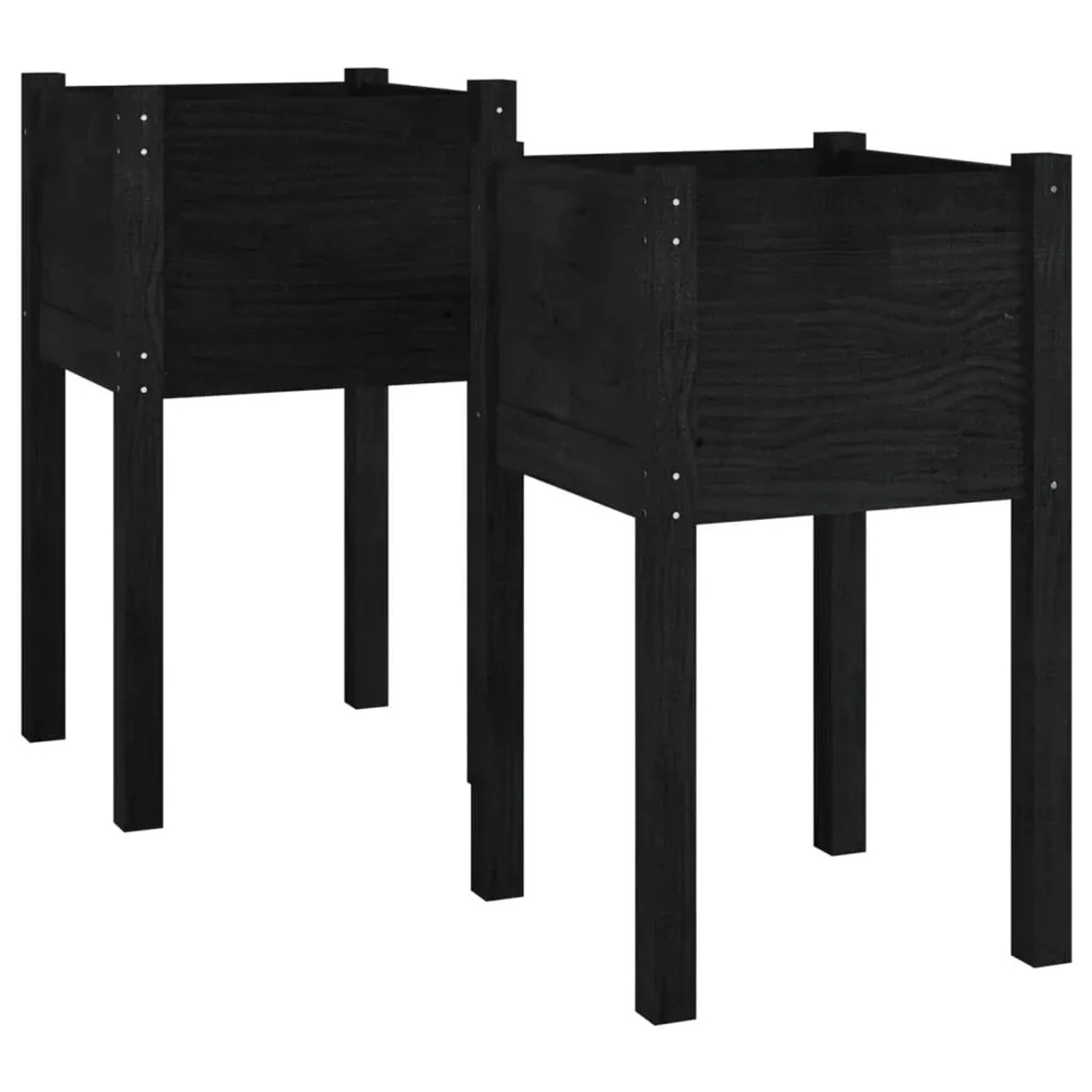 vidaXL Pflanzkübel 2 Stk Schwarz 40x40x70 cm Massivholz Kiefer 810798