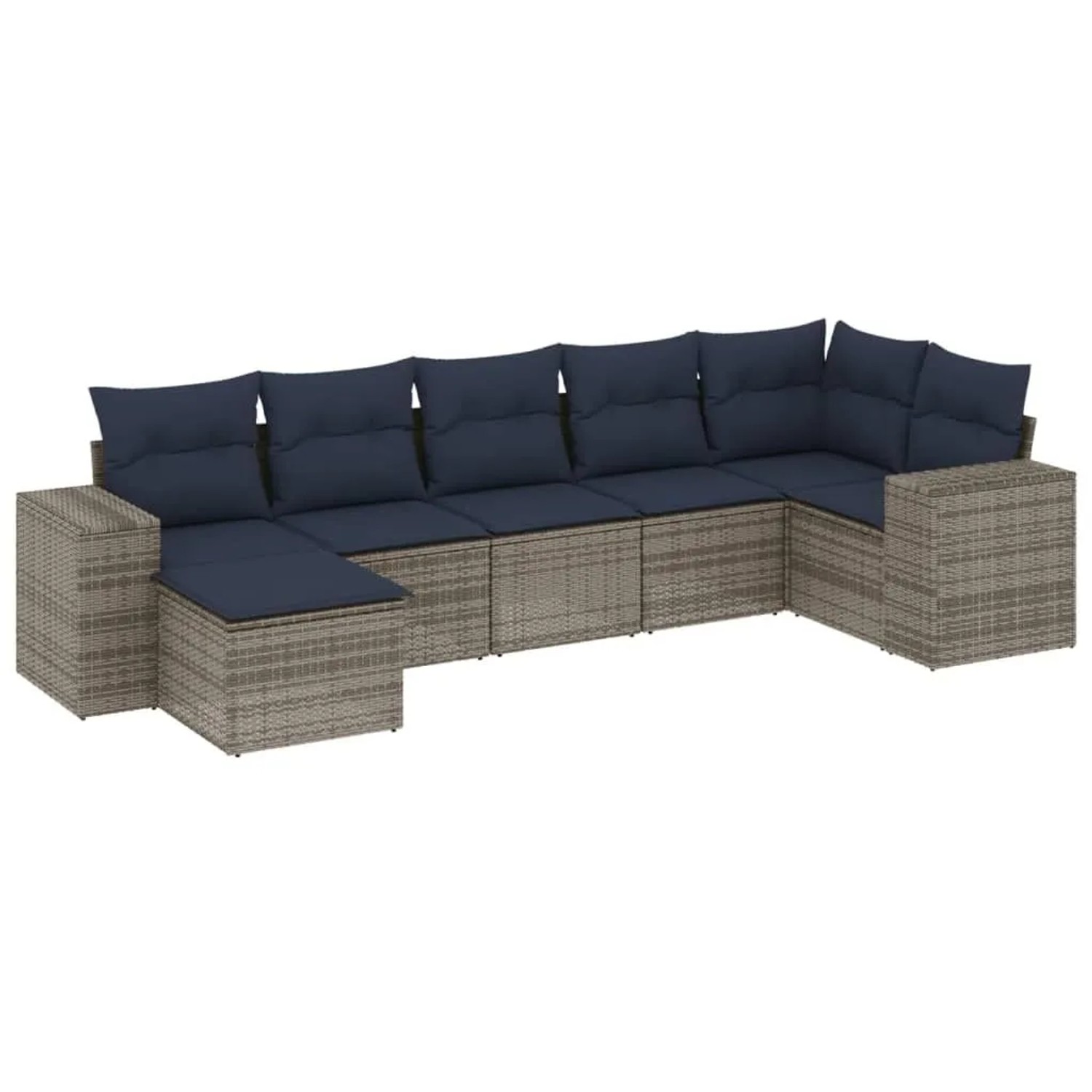 vidaXL 7-Tlg Gartensofa-Set mit Kissen Grau Polyrattan 3222880 günstig online kaufen
