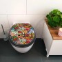 Anthrazit WC-Sitz mit Absenkautomatik und Funky Town Motiv für ein modernes Bad.