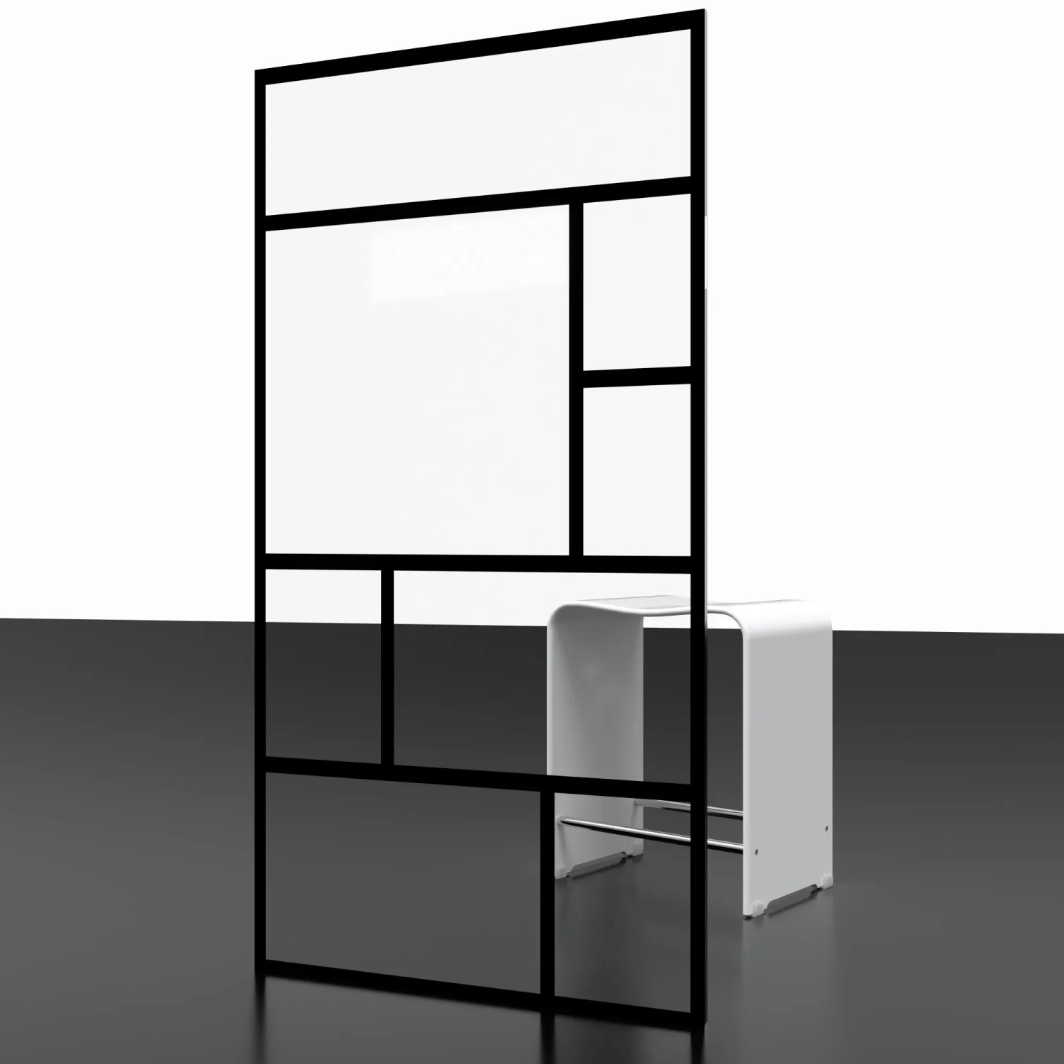 Schulte Badewannenaufsatz ''Atelier 1'' mit mattschwarzem Rahmen und klarem Glas.