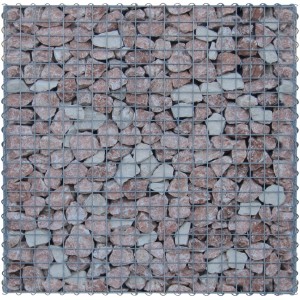 Gabiona Gabionenkorb 30x30x30 cm, gefüllt mit rötlichen und hellen Steinen, Maschenweite 5x5 cm.
