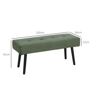 Grüne HOMCOM Sitzbank (100x36x45cm) mit Cordbezug und schwarzen Füßen. Gepolsterte Bettbank / Hocker.
