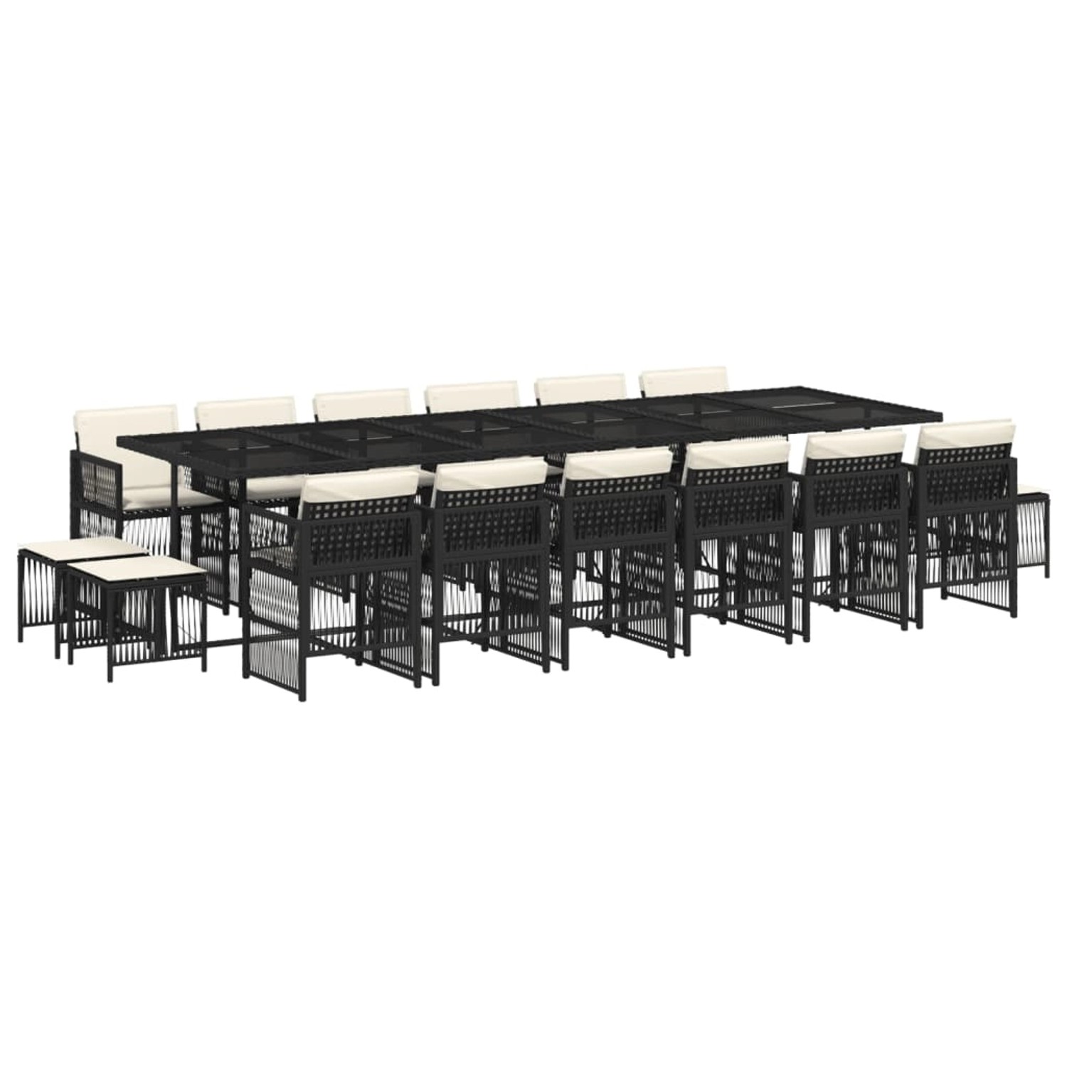 vidaXL 17-Tlg Garten-Essgruppe mit Kissen Schwarz Poly Rattan 3211002 günstig online kaufen