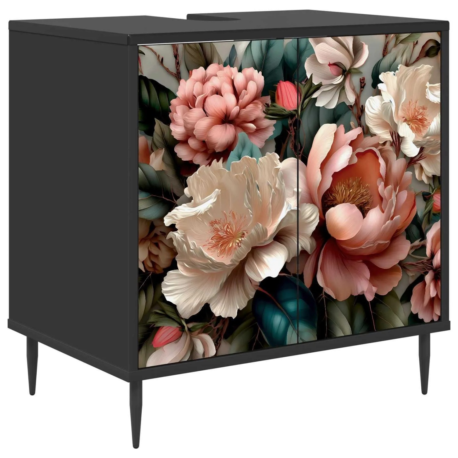vidaXL Badezimmerschrank BORNE Schwarz Eichen-Optik 60 x 40 x 61 cm 8007416