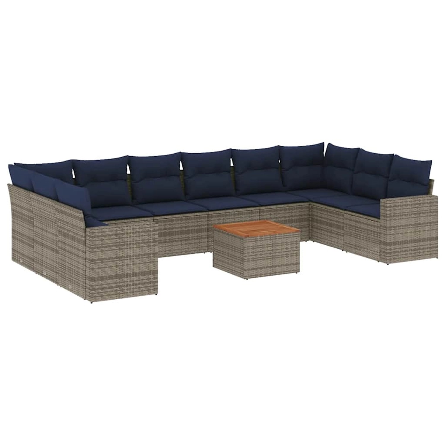 vidaXL 11-Tlg Garten-Sofagarnitur mit Kissen Grau Poly Rattan 3256628