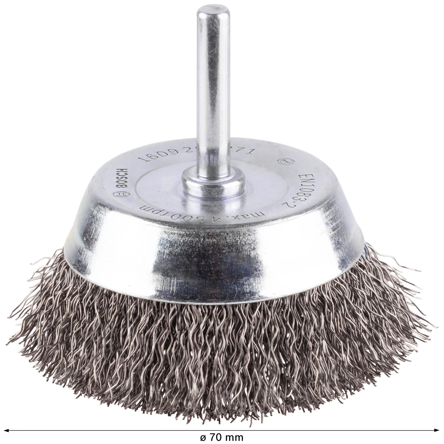 Bosch Accessories Topfbürste, Stahl, gewellter Draht, 70 mm, 0,2 mm, 4500 U/ min Schaft-Ø 6 mm 1609