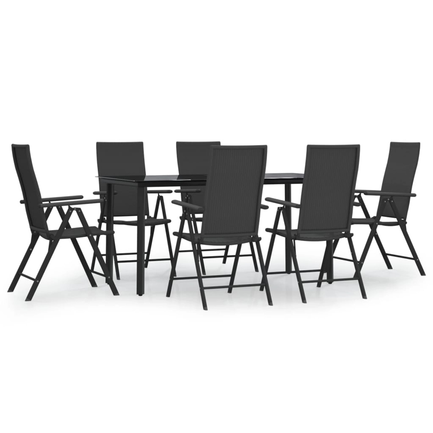 vidaXL 7-Tlg Garten-Essgruppe Schwarz Poly Rattan 3156513